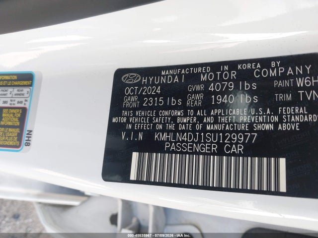 Продажа на аукционе авто 2025 Hyundai Elantra Hybrid Limited, vin: KMHLN4DJ1SU129977, номер лота: 45535967