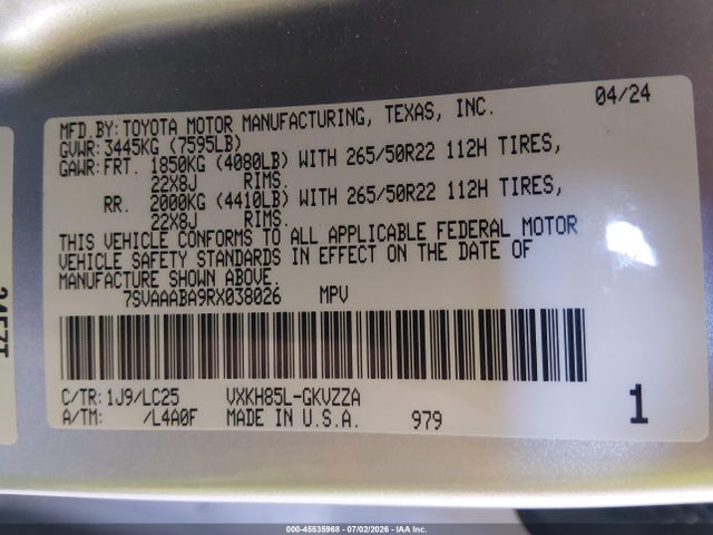 Toyota Sequoia Capstone 2024 7SVAAABA9RX038026 Image 9