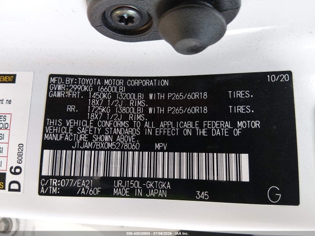 Продажа на аукционе авто 2021 Lexus Gx 460 Premium, vin: JTJAM7BX0M5278060, номер лота: 45535985