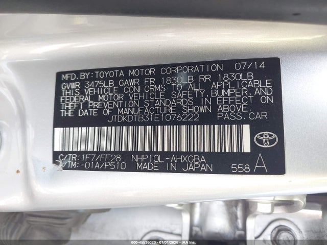 Toyota Prius C Three 2014 JTDKDTB31E1076222 Image 9
