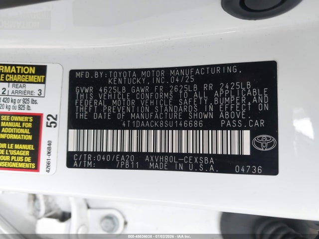 Toyota CAMRY SE 2025 4T1DAACK8SU146686 Image 9