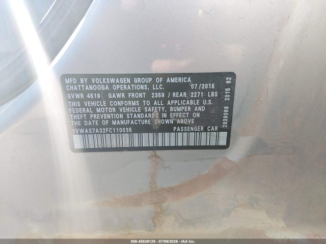 1VWAS7A32FC110035 Volkswagen Passat 1.8t Limited Edition