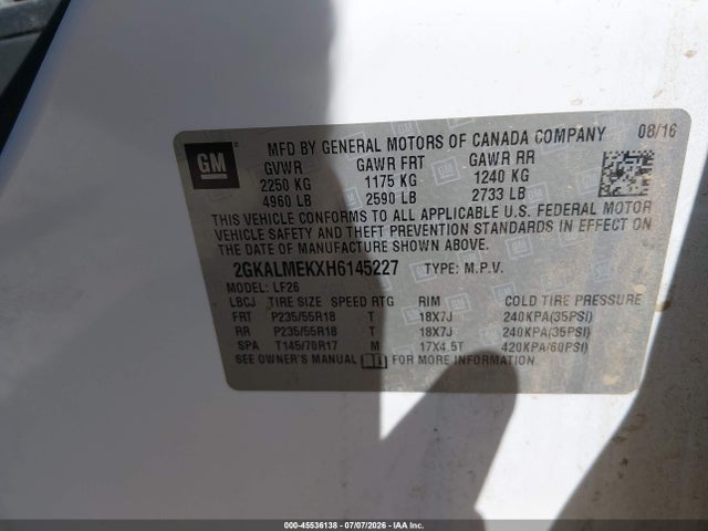 GMC Terrain Sle-1 2017 2GKALMEKXH6145227 Image 9