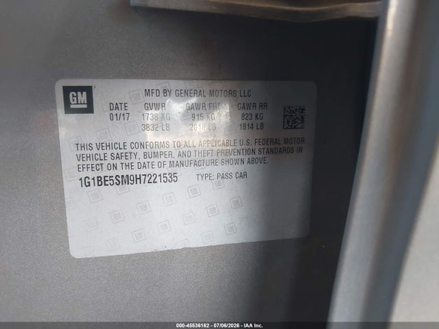 Chevrolet Cruze Lt Auto 2017 1G1BE5SM9H7221535 Image 9