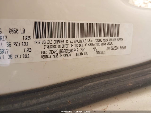 45536175 :رقم المزاد ، 2C4RC1BG3DR604748 vin ، 2013 Chrysler Town & Country Touring مزاد بيع