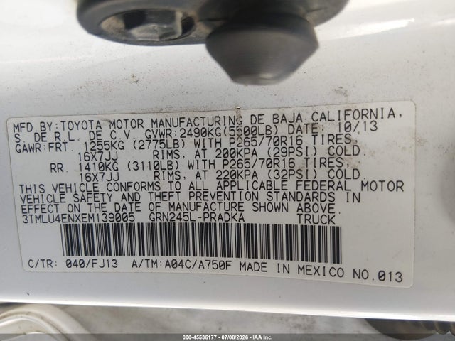 Toyota Tacoma Base V6 2014 3TMLU4ENXEM139005 Image 9