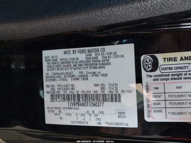 1ZVBP8AM2E5260377 Ford Mustang V6 Premium