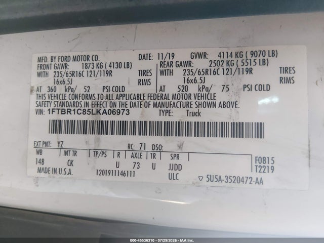 Ford Transit-250 2020 1FTBR1C85LKA06973 Image 9
