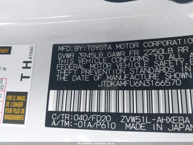Toyota Prius Le 2022 JTDKAMFU6N3166570 Image 9