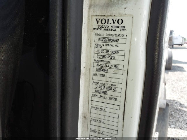 Продаж на аукціоні авто 2004 Volvo Vn Vnl, vin: 4V4NC9GF84N365762, номер лоту: 45536349
