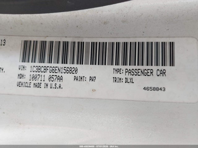Aukcja sprzedaży 2014 Chrysler 200 Limited, vin: 1C3BCBFG6EN156820, numer aukcji: 45536450