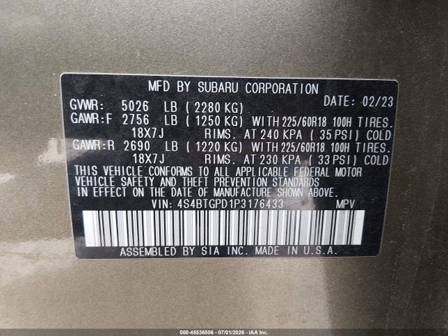 Subaru Outback Touring Xt 2023 4S4BTGPD1P3176433 Image 9