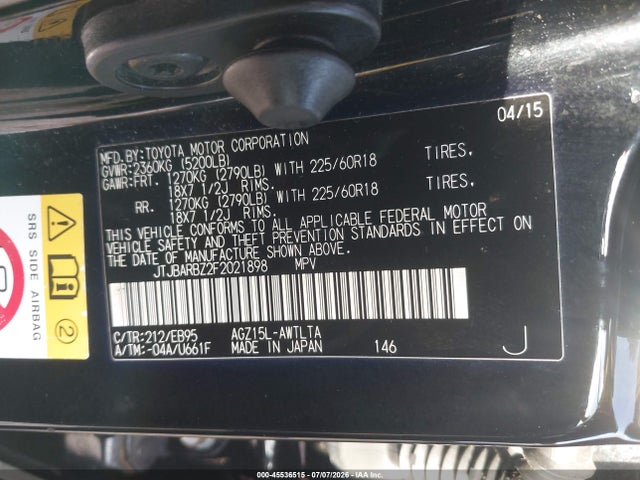 Продаж на аукціоні авто 2015 Lexus Nx 200t F Sport, vin: JTJBARBZ2F2021898, номер лоту: 45536515