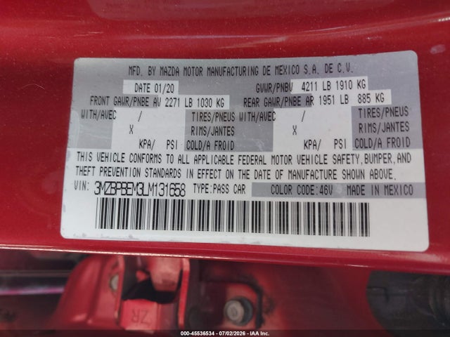 Mazda Mazda3 Premium Package 2020 3MZBPBEM3LM131658 Image 9