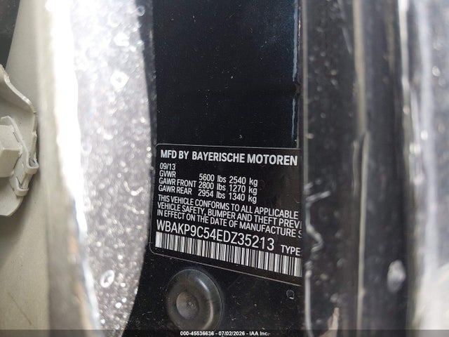 2014 Bmw 550i Xdrive მანქანა იყიდება აუქციონზე, vin: WBAKP9C54EDZ35213, აუქციონის ნომერი: 45536636