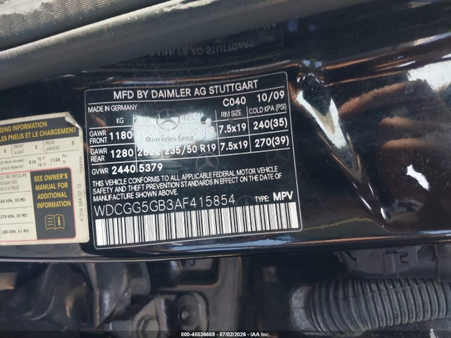 Продаж на аукціоні авто 2010 Mercedes-benz Glk 350, vin: WDCGG5GB3AF415854, номер лоту: 45536669
