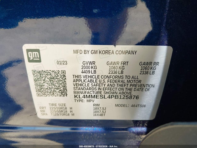 Aukcja sprzedaży 2023 Buick Encore Gx Select Awd, vin: KL4MMESL4PB125876, numer aukcji: 45536678
