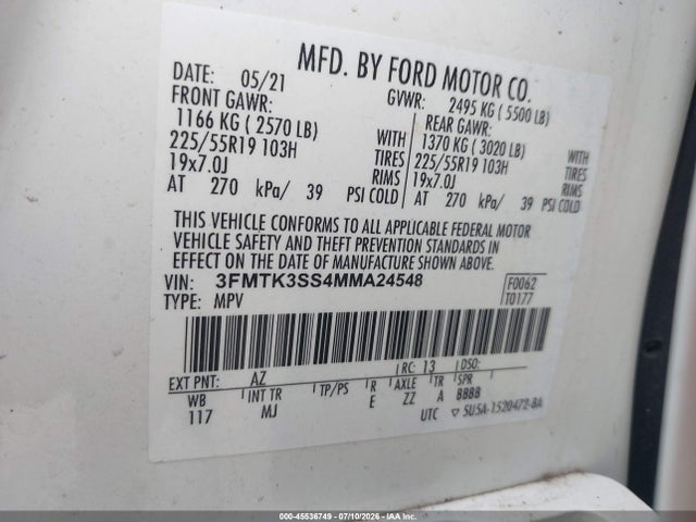 Ford Mustang Mach-e Premium 2021 3FMTK3SS4MMA24548 Image 9