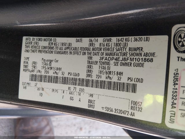 3FADP4EJ8FM101868 Ford FIESTA SE