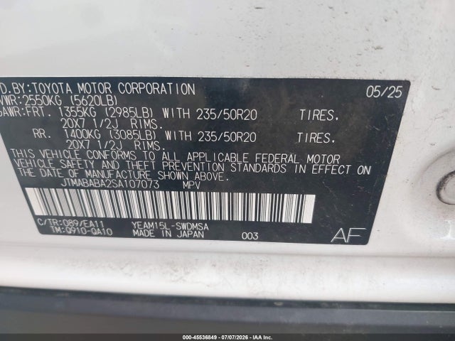 Aukcja sprzedaży 2025 Subaru Solterra Limited, vin: JTMABABA2SA107073, numer aukcji: 45536849