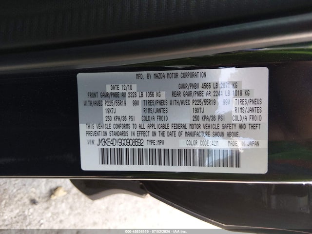 2016 Mazda Cx-5 Grand Touring მანქანა იყიდება აუქციონზე, vin: JM3KE4DY9G0908692, აუქციონის ნომერი: 45536959