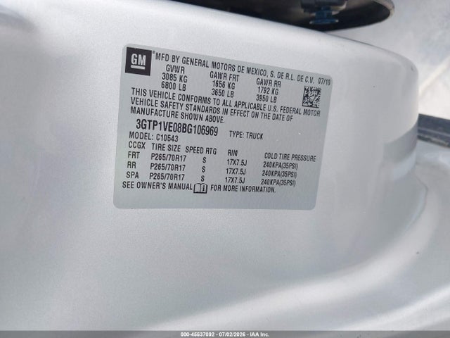 Продажа на аукционе авто 2011 Gmc Sierra 1500 Sle, vin: 3GTP1VE08BG106969, номер лота: 45537092