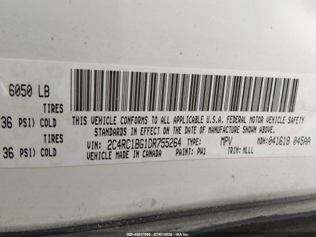 Aukcja sprzedaży 2013 Chrysler Town & Country Touring, vin: 2C4RC1BG1DR755264, numer aukcji: 45537095