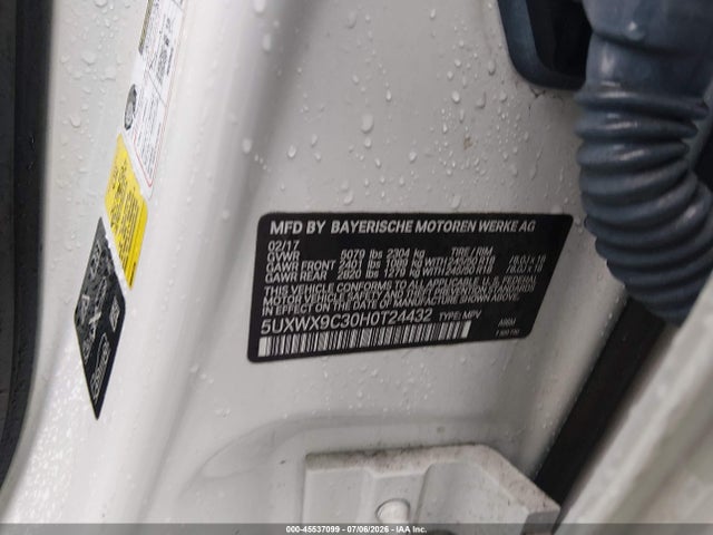 Aukcja sprzedaży 2017 Bmw X3 Xdrive28i, vin: 5UXWX9C30H0T24432, numer aukcji: 45537099