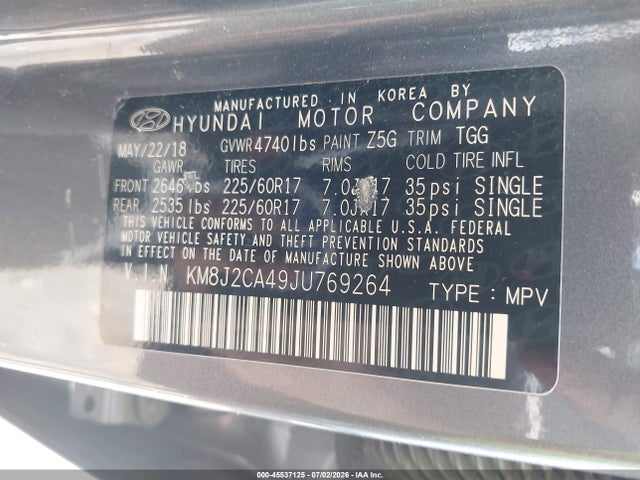 Hyundai TUCSON SE 2018 KM8J2CA49JU769264 Image 9