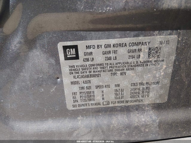 Продажа на аукционе авто 2014 Buick Encore, vin: KL4CJASB8EB560921, номер лота: 45537146