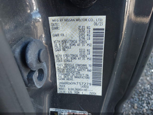 Nissan Frontier Sv 2015 1N6AD0CW3FN757279 Image 9