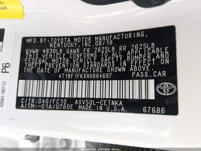 Toyota CAMRY LE 2017 4T1BF1FKXHU664697 Image 9