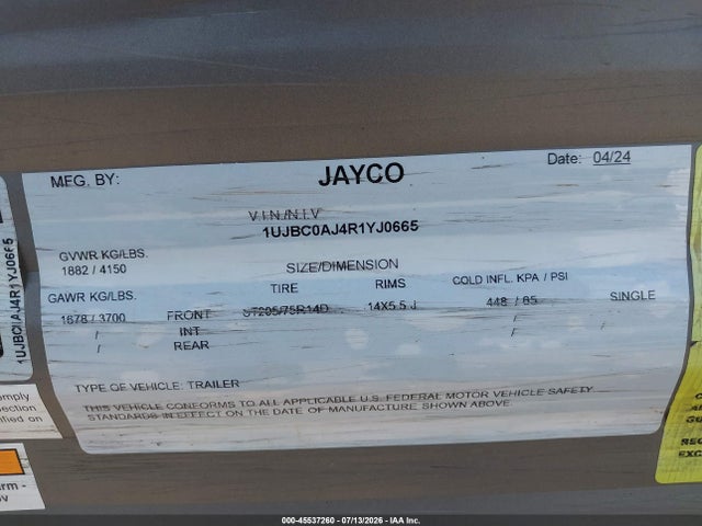 Jayco Other 2024 1UJBC0AJ4R1YJ0665 Image 9