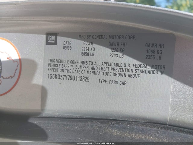 45537306 :رقم المزاد ، 1G6KD57Y79U113829 vin ، 2009 Cadillac Dts 1sc مزاد بيع