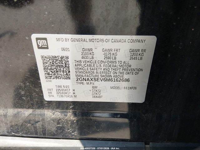 Chevrolet Equinox Awd Ls 2021 2GNAXSEV6M6162686 Image 9