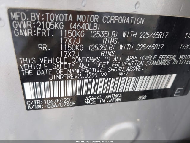 Toyota Rav4 Xle 2018 JTMRFREV2JJ235199 Image 9