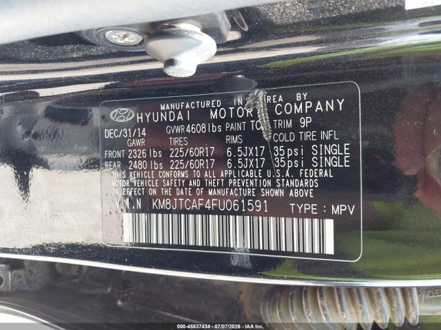 Hyundai TUCSON GLS 2015 KM8JTCAF4FU061591 Image 9