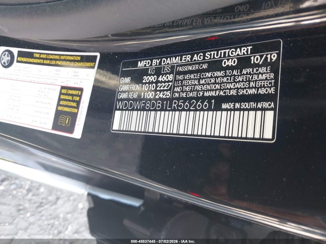 Продаж на аукціоні авто 2020 Mercedes-benz C 300, vin: WDDWF8DB1LR562661, номер лоту: 45537445