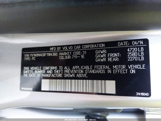 YV140MAC6F1184360 Volvo S80 T5 Premier Plus