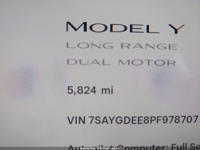 Продажа на аукционе авто 2023 Tesla Model Y Awd/long Range Dual Motor All-wheel Drive, vin: 7SAYGDEE8PF978707, номер лота: 45537658