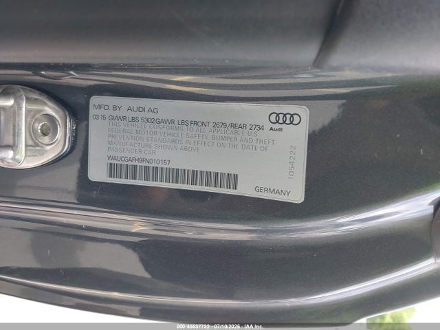 Aukcja sprzedaży 2015 Audi S5 3.0t Premium Plus, vin: WAUCGAFH9FN010157, numer aukcji: 45537732