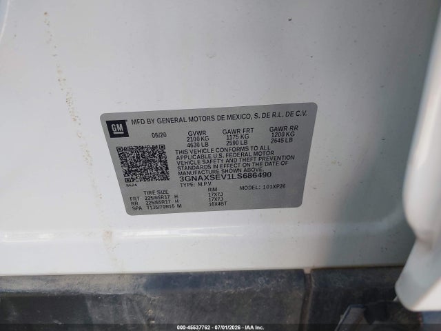 3GNAXSEV1LS686490 Chevrolet Equinox Awd Ls