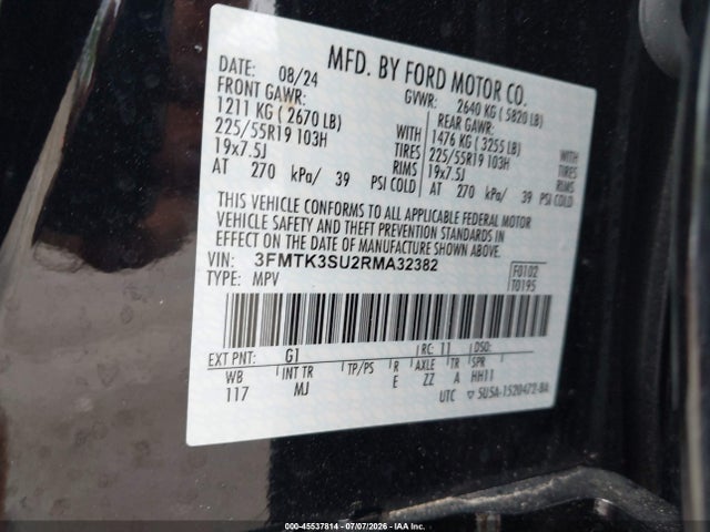 Продаж на аукціоні авто 2024 Ford Mustang Mach-e Premium, vin: 3FMTK3SU2RMA32382, номер лоту: 45537814