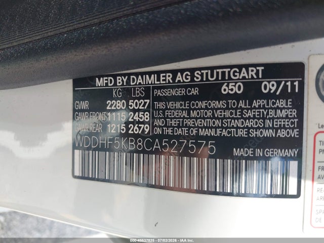 45537825 :رقم المزاد ، WDDHF5KB8CA527575 vin ، 2012 Mercedes-benz E 350 مزاد بيع