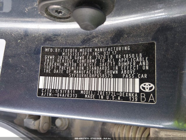 Toyota COROLLA LE 2017 5YFBURHE0HP658579 Image 9