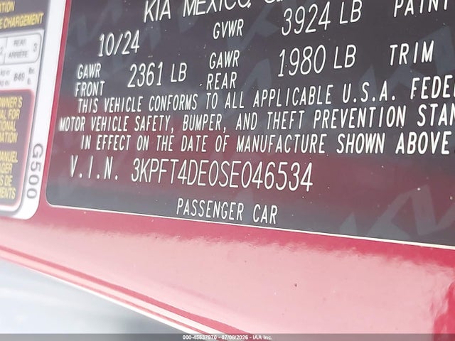KIA K4 Lxs 2025 3KPFT4DE0SE046534 Image 9