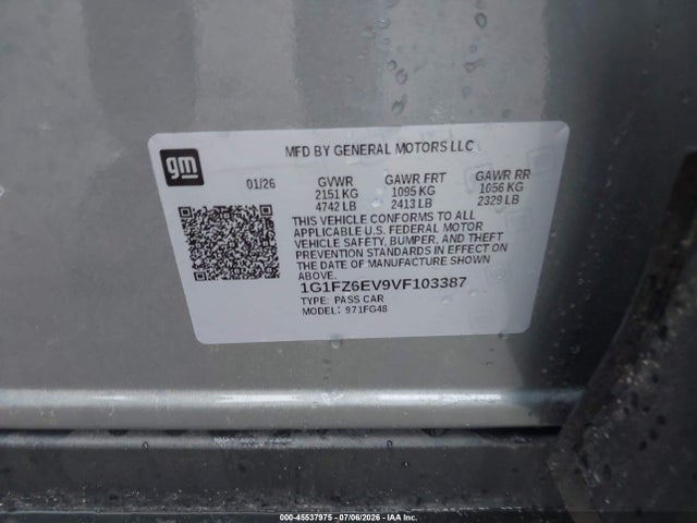 1G1FZ6EV9VF103387 Chevrolet Bolt Rs Fwd