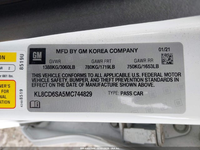 Chevrolet Spark Fwd 1lt Automatic 2021 KL8CD6SA5MC744829 Image 9