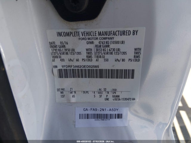 Ford F-350 Xl/xlt 2016 1FDRF3A62GED02585 Image 9