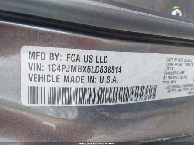Aukcja sprzedaży 2020 Jeep Cherokee Trailhawk 4x4, vin: 1C4PJMBX6LD638814, numer aukcji: 45538114